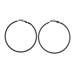 A-LG-roundblack BLACK CLASSIC CIRCLE HOOP EARRINGS MALAYSIA