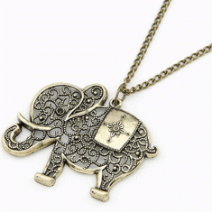 C09051459 Vintage elephant bohemian long necklace malaysia
