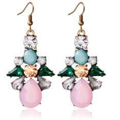 A-HY-E241 Colourful Spring Crystals Flower Hook Earrings Malaysi