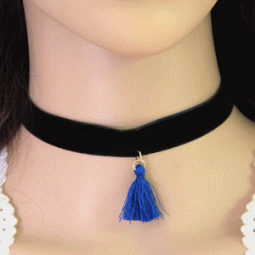 C110604263 Blue cloth dangling charm tattoo choker necklace shop