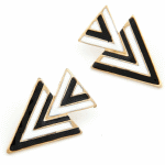 A46044 Black white triangle gold korean chunky earstuds online
