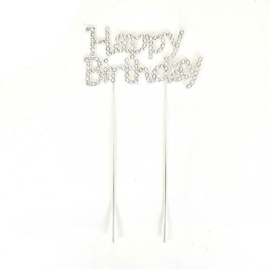 A-BL-32324 Birthday Crystal Wording Luxury Stack Cake Toppers - Click Image to Close