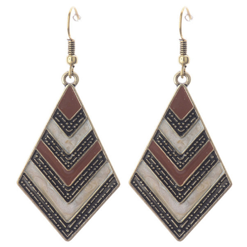 A-DW-HQE086broqwn Bohemian Style Brwon Hook Earrings Wholesale - Click Image to Close