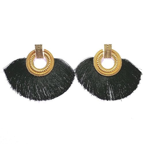 A-SD-XL113251-2 Black Classic Square Circle Statement Earstuds - Click Image to Close