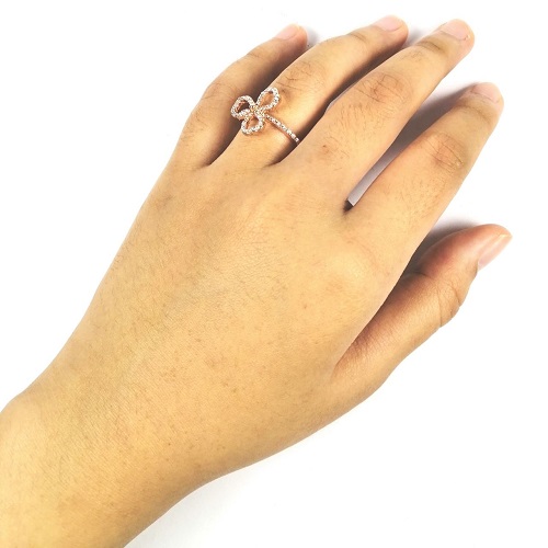 A-TT-F118 Rosegold Three Petals Lily Flower Rings Couple Gift