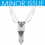 A-H-x108 Blue bead silver chunky dangling long necklace malaysia