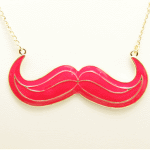 A46016 Light gold pink moustache long necklace yy singapore