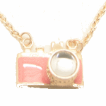 B-F-camerapink PInk camera gold short necklace accessories