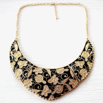 B-W-GU-16 Moon flowery gold elegance korean choker necklace