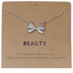 B-K-MB Beauty silver ribbon bow korean short necklace malaysia