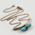 B-K-spiketur Turquoise spike bead strong korean short necklace