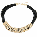 C014020843 Black gold bohemian statement necklace accessories