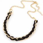 C014020853 Black bead twisted gold chain korean choker necklace