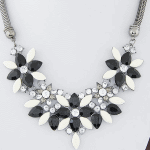 C014030241 Black white flower spring choker necklace malaysia