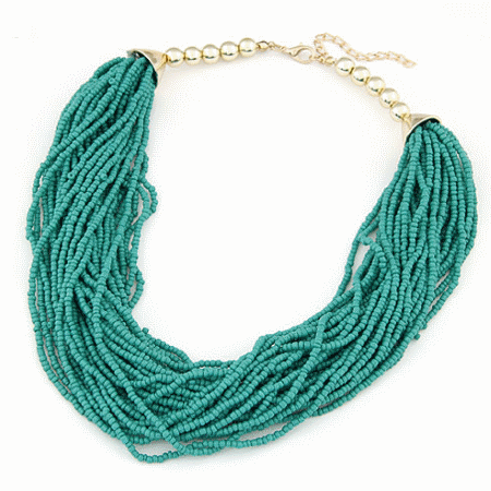 C014030806 Green bohemian arabian choker statement necklace