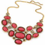 C014031207 Red elegance beads statement necklace accessories