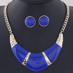 C015074874 Blue moon gold choker necklace and earstuds set