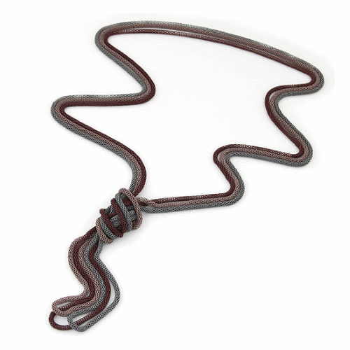 C015080574 Twisted layers brown purple long necklace - Click Image to Close
