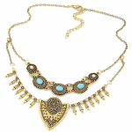 C09051888 Blue bead vintage 2 layer rantai necklace malaysia
