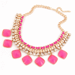 C10060792 Neon pink beads gold choker necklace accessories shop