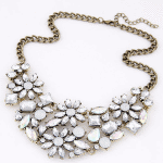 C10092291 Crystals flowery korean shiny statement necklace shop