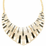 C10101847 Black white moon gold statement necklace korean shop