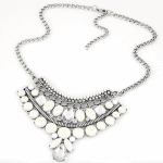 C10123045 White beads crystal white korean choker necklace