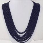 C110102284 Navy blue layers dangling middle length necklace
