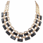 P109866 Black beads gold elegance korean statement necklace shop