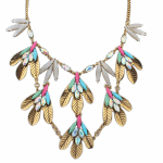 P112734 Colourful crystals leave layerstatement necklace shop
