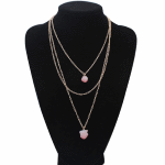 P115303 Red stones 2 layers korea long necklace accessories shop