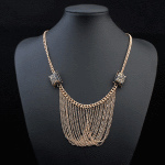 P117825 Bead gold dangling korean short necklace rantai borong