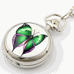 P84248 Silver colour butterfly clock long necklace wholesale