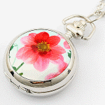 P84250 Flowery silver colour long necklace clock malaysia online