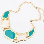 P90401 Light gold blue white short necklace wholesale jewelry