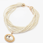 P98919 Transparent beads pearl choker necklace accessories