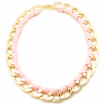 P102020 Pink cloth gold chain choker necklace malaysia shop