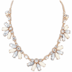 P106541 White leaves shiny crystal choker necklace malaysia shop