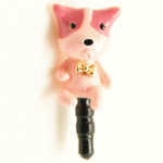 Ss0421a pink doggie with bow korean phone plug accessories