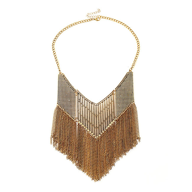 a-FG-XL27-169 Classic Gold Triangle Shape Statement Necklace - Click Image to Close