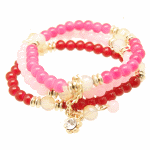 P118705 Pink beads bohemian korean rose elastic bracelet