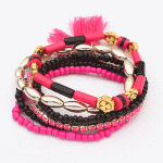 P119302 Pink beads elastic korean bracelet accessories shop
