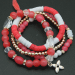 P119886 Feather dream catcher pink beads elastic bracelet