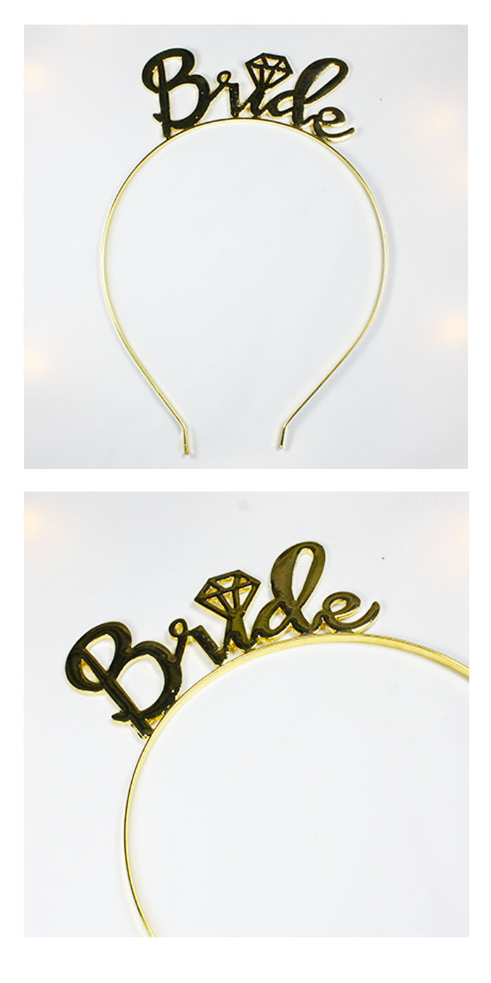 A-BB-200 Gold Bride Curvy Writing Wedding Headband