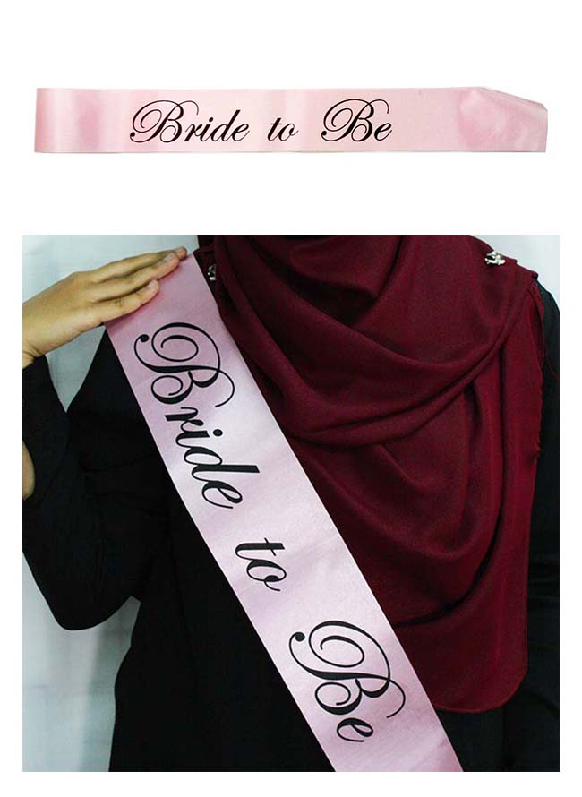 A-SH-005 Pink Bride To Be Black Wording Party Sashes