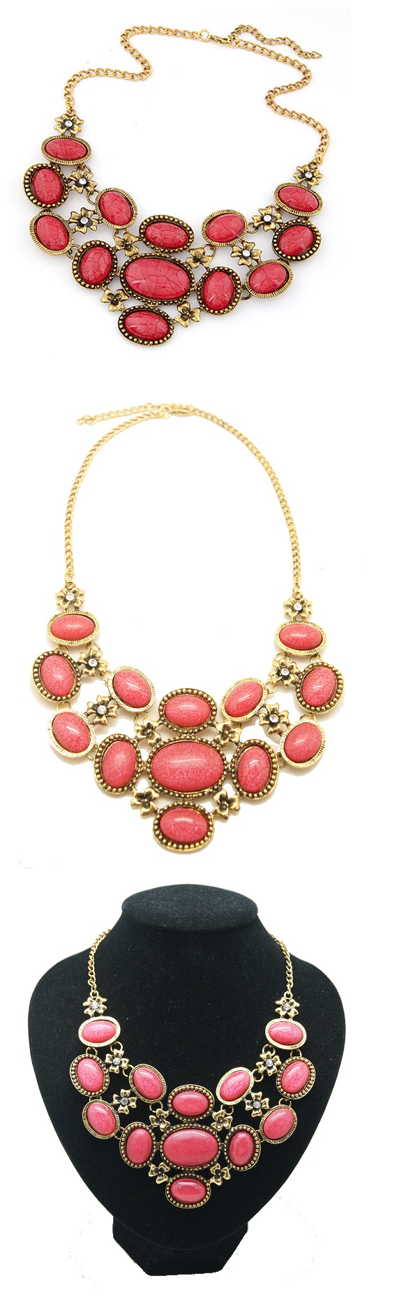 C014031207 Red elegance beads statement necklace accessories