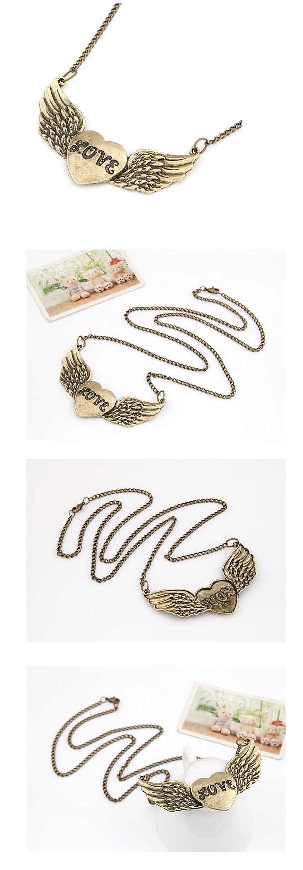 C10052271 Love wing vintage heart long necklace malaysia shop