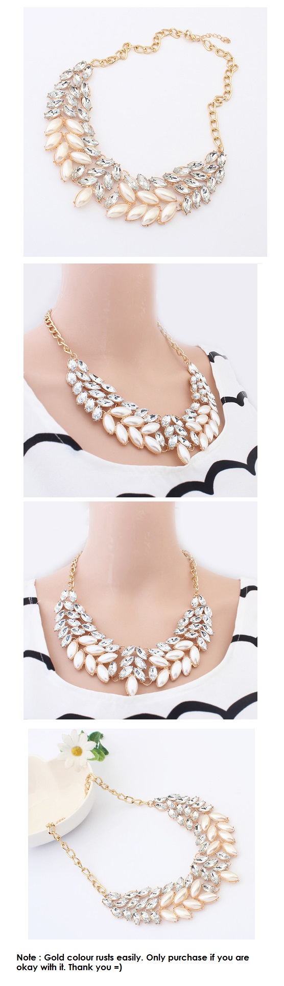 A-Q-9029 Shiny pearly crystals wing statement necklace malaysia