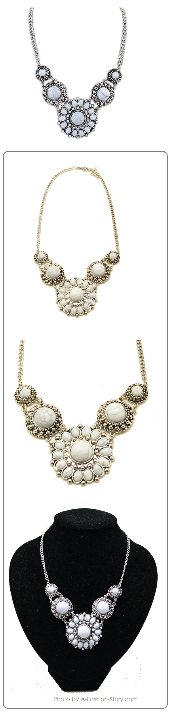 P102527 White bohemian style choker necklace malaysia store