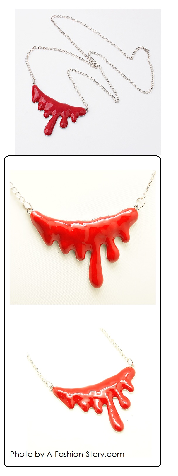 P91254 Stylist red korea long necklace accessories store brunei